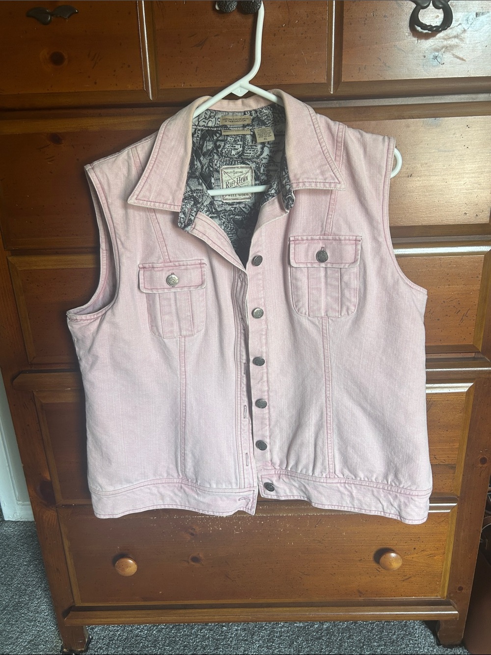 Ruff Hewn Women’s Light Pink Sleeveless Denim Vest